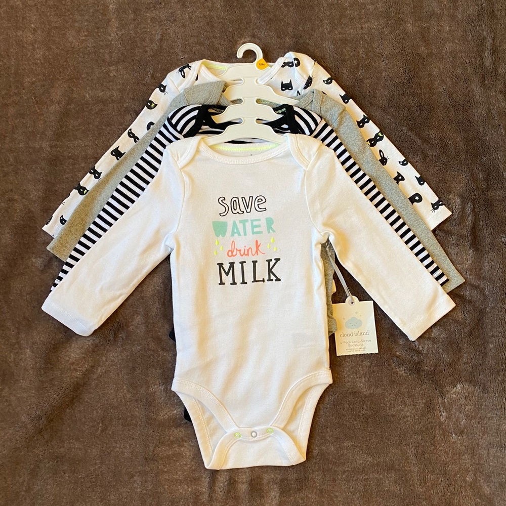 Set of 4 Long-Sleeve Onesies